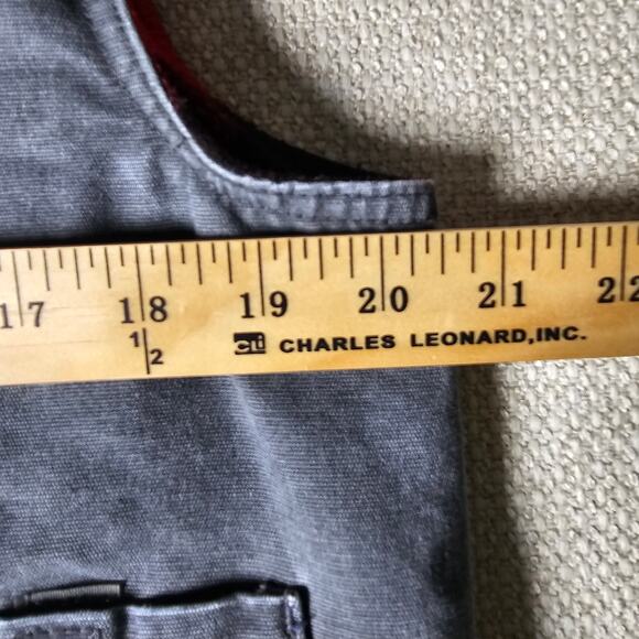 Mens Rugged Canvas Wahl's Navy Outdoor Work Vest with Soft Buffalo Check Lining - Picture 7 of 11